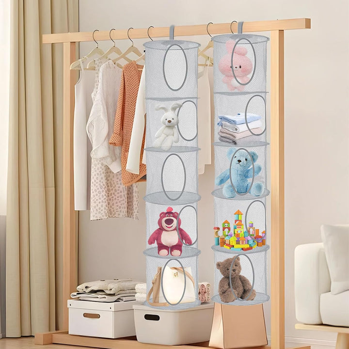 Hängeaufbewahrung, 2 Stück Faltbare Hängeaufbewahrung Organizer, 5 Fächer Hängeregal Mesh Hängende N