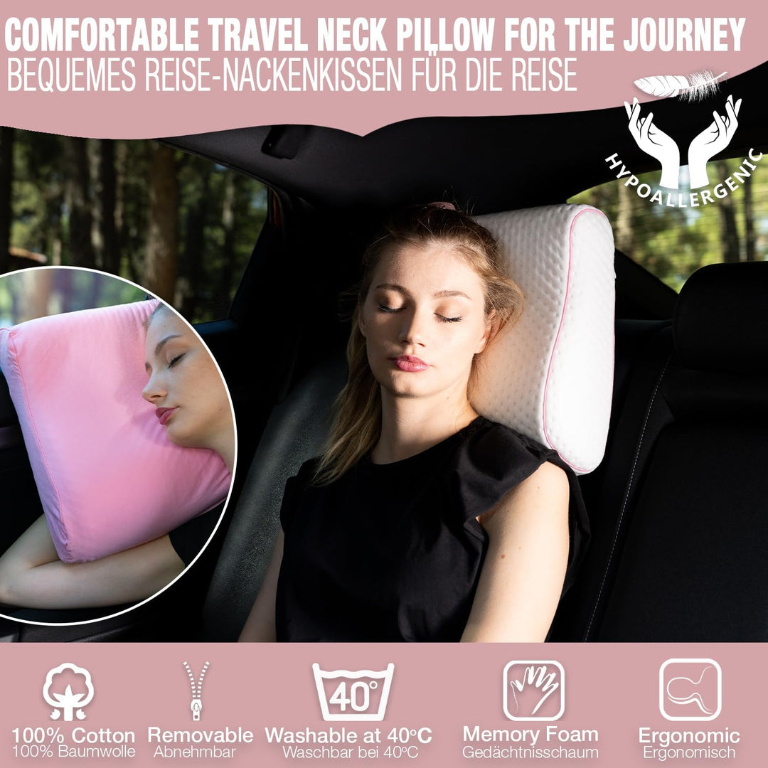alkamto Reisekissen – Campingkissen – Ergonomisches Memory-Schaum-Kissen mit Temperaturregulierendem