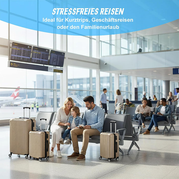 Relaxdays Kofferset, 3-teilig, 4 Rollen, Hartschale, 3 Grössen, Teleskopgriff, Zahlenschloss, Reisek