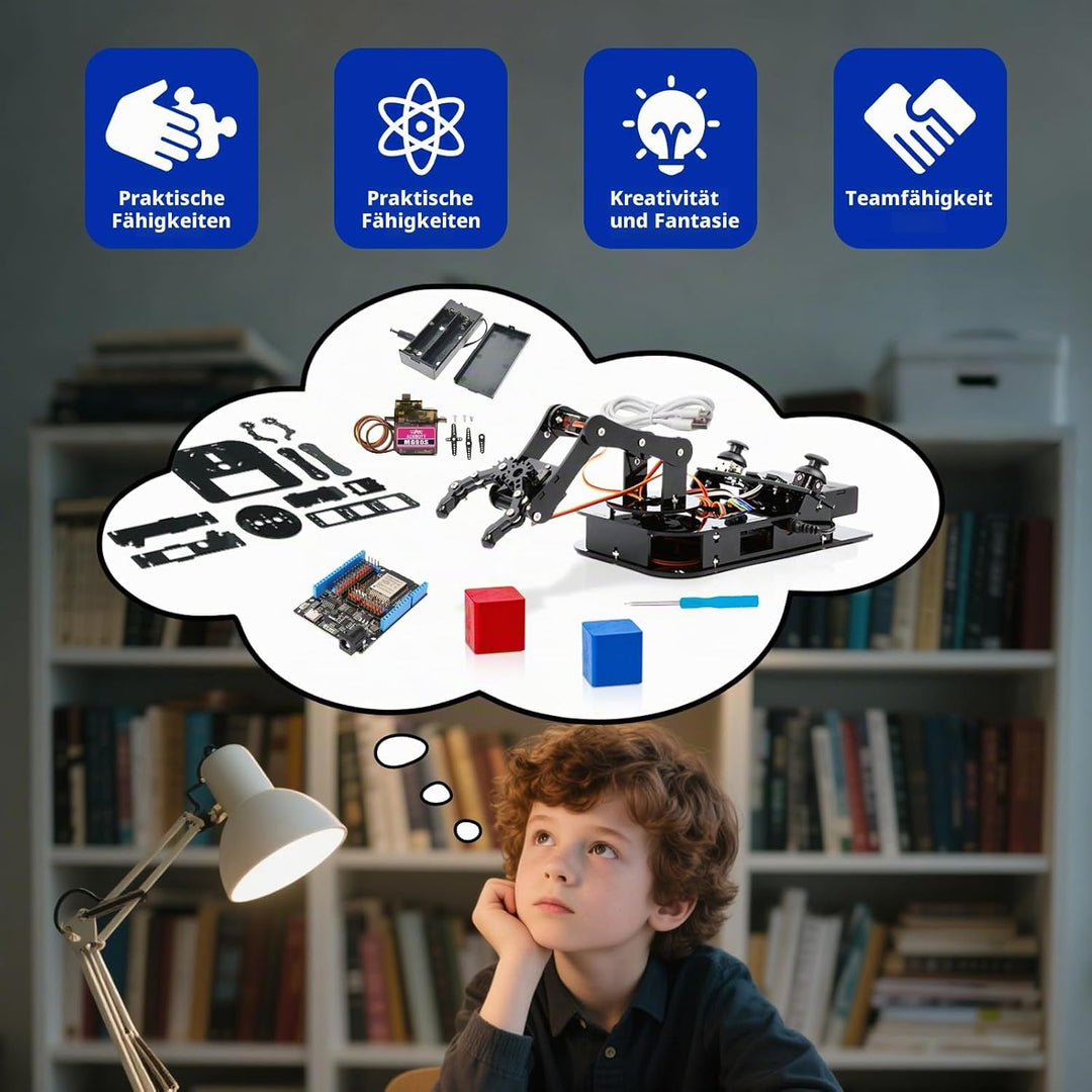 4DOF Roboterarm-Kit für Kinder, kompatibel mit Arduino IDE, Programmierung ESP32 Smart Robot Arm Bui