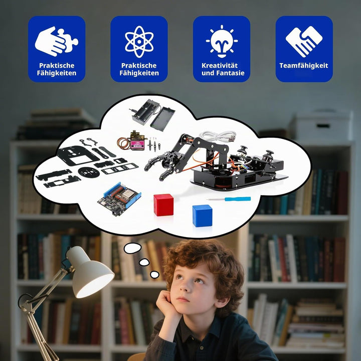 4DOF Roboterarm-Kit für Kinder, kompatibel mit Arduino IDE, Programmierung ESP32 Smart Robot Arm Bui