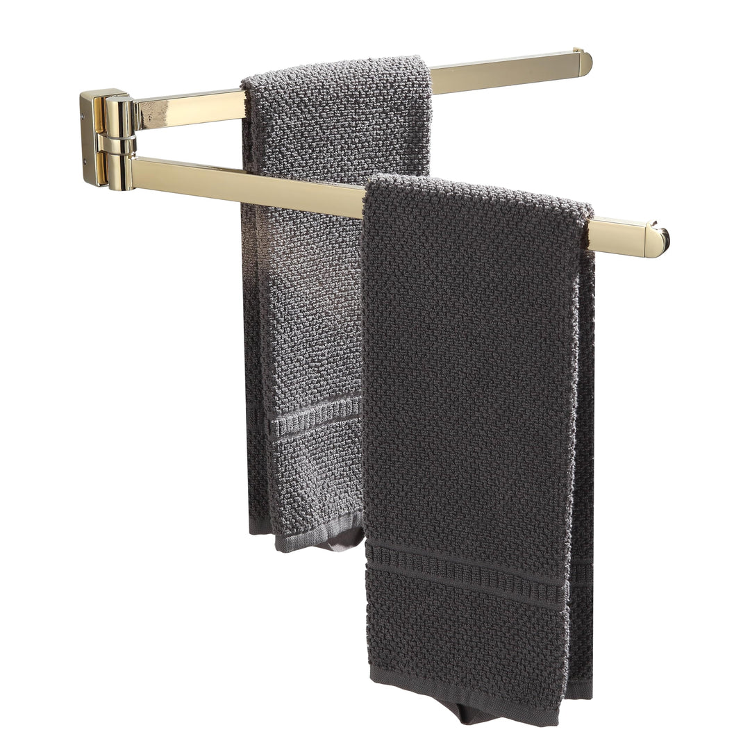 BGL Handtuchhalter Gold, Edelstahl, Wandmontage, Handtuchhalter mit 2 Schwenkstangen, Gold