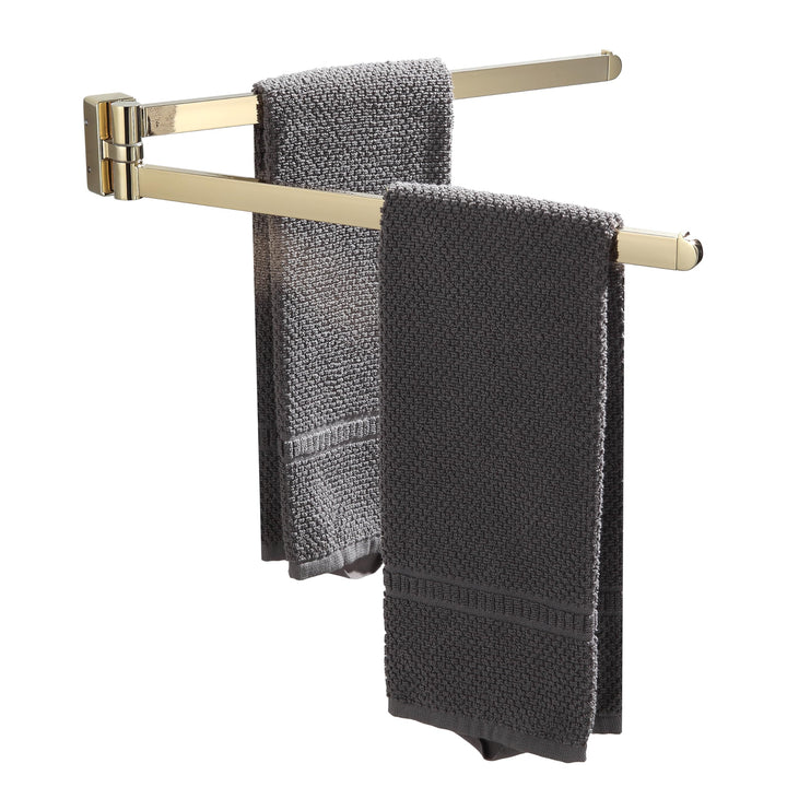 BGL Handtuchhalter Gold, Edelstahl, Wandmontage, Handtuchhalter mit 2 Schwenkstangen, Gold