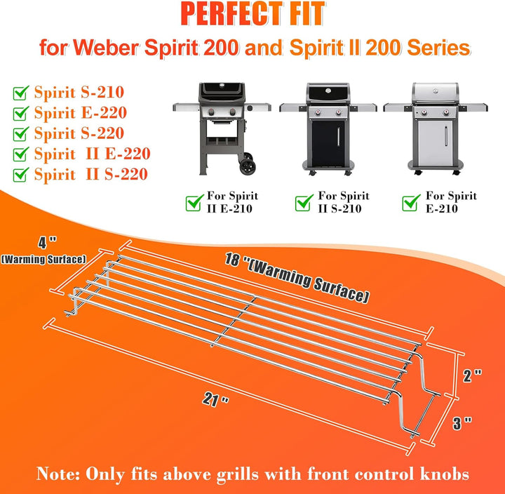 69866 Warmhalterost für Weber Spirit I & II 200 Serie mit Up Front Control, Spirit E210, E220, S210,