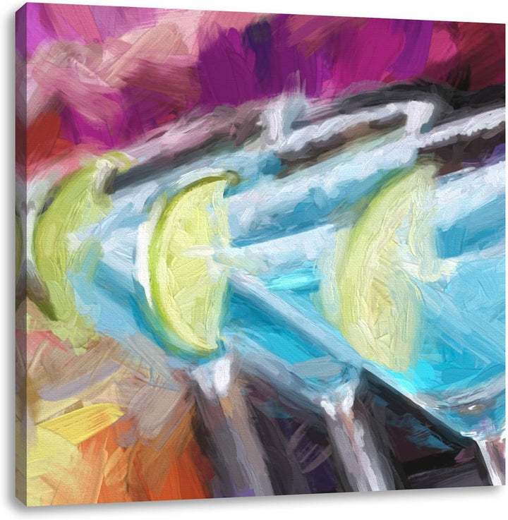 Pixxprint Blaue Cocktails als Leinwandbild Quadratisch/Grösse: 70x70 / Wandbild/Kunstdruck/fertig be