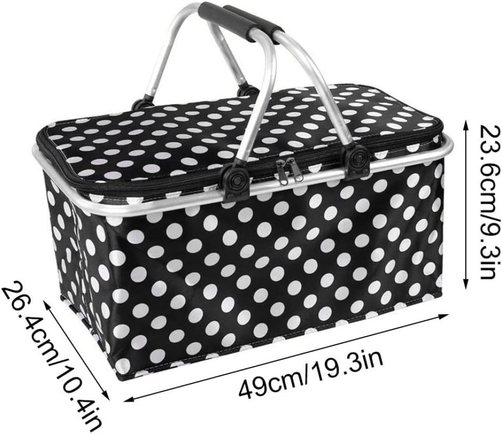 Isotherme Lunchtasche, Picknickkorb, tragbar, faltbar, Oxford-Stoff, grosses Fassungsvermögen, isoli