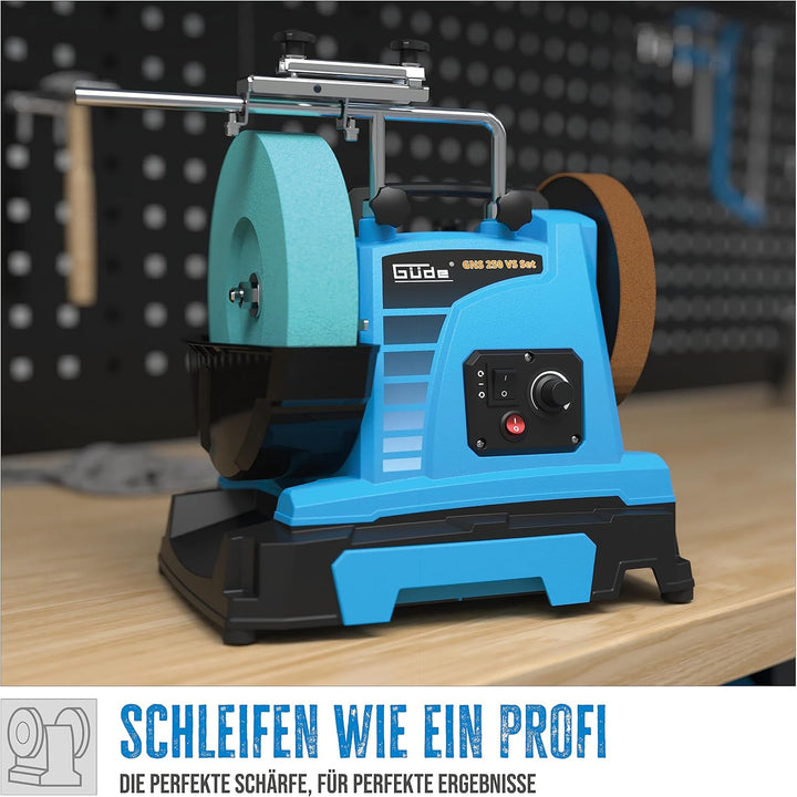Güde Nassschleifer GNS 250 VS Set (150 W, Induktionsmotor, Edelkorund-Schleifstein Ø 250 mm/220 K, L