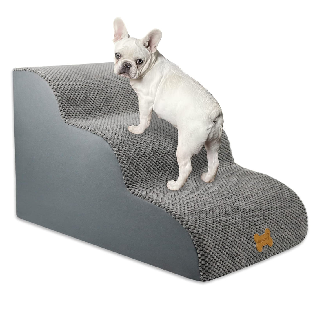 Nepfaivy Hundetreppe für Kleine Hunde 3-Stufig, Haustiertreppe für Bett und Sofa aus Hochdichtem Sch