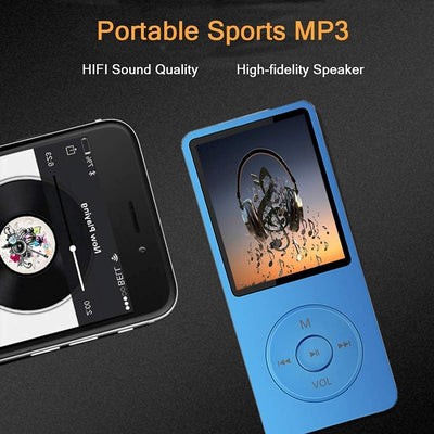 MP3-Player, Musik-Player mit 16GB Micro SD Karte, Ultra Slim Musik-Player mit eingebautem Lautsprech