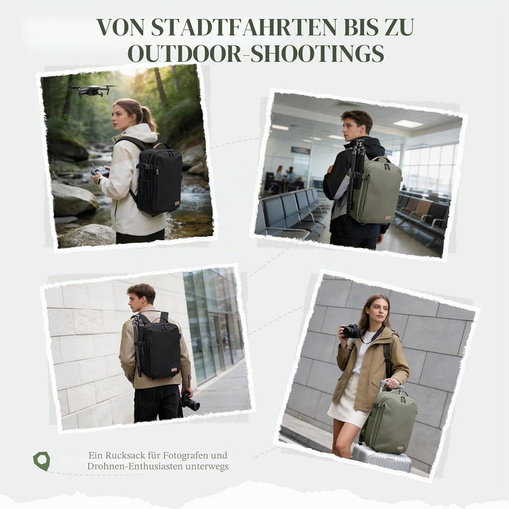 Kamerarucksack, DSLR SLR Kameratasche mit 14 Zoll Laptopfach und Regenschutz, Kompatibel für Kamera