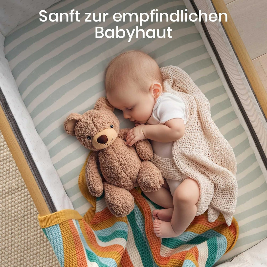 Tutti Bambini Spannbettlaken Beistellbett (2er-Pack) - Atmungsaktiver Bambus-Jersey - Spannbetttuch