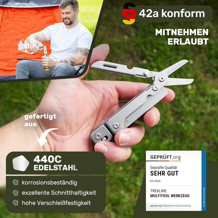 Multitool [440C Edelstahl] Outdoor Camping Survival Multitool Werkzeug Messer, Überlebensmesser, Tas
