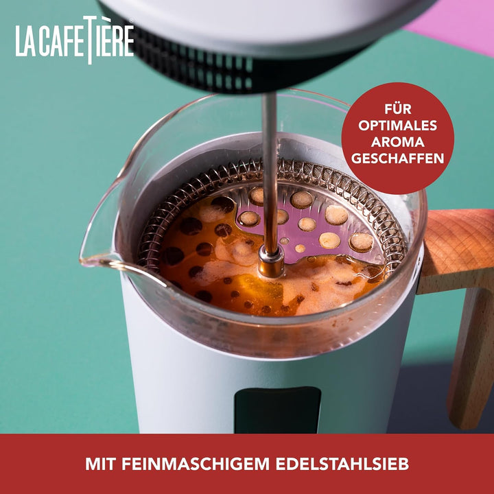 La Cafetière Pisa Kaffeebereiter für 3 Tassen, himmelblau, langlebiger Edelstahl-Rahmen und -Kolben,