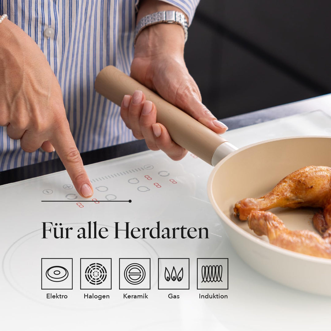 FLORINA Nube Aluminium - Bratpfanne | 24 cm | Induktionsgeeignet | Kratzfeste Keramikbeschichtung |