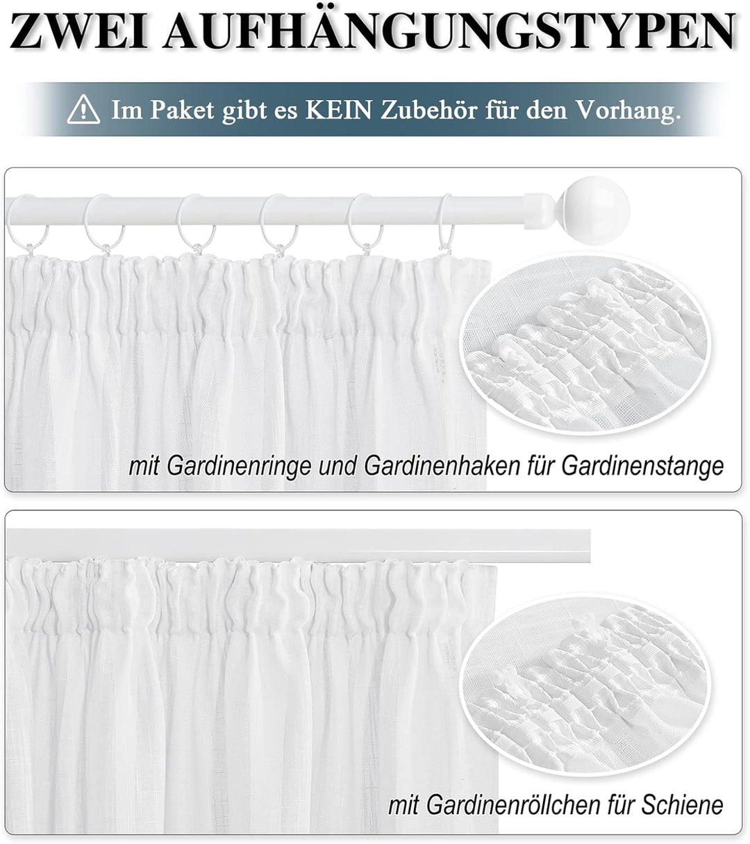 PONY DANCE Raumteiler Vorhang mit Kräuselband für Schiene Wohnzimmer Gardinen Weiss Halbtransparent