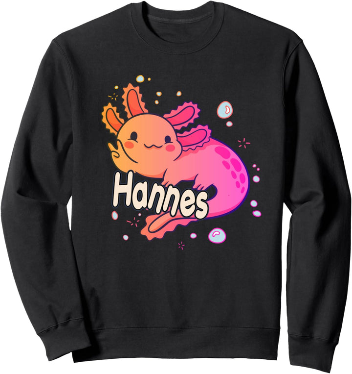 HANNES - Schöner Jungen Name mit süssem AXOLOTL Sweatshirt
