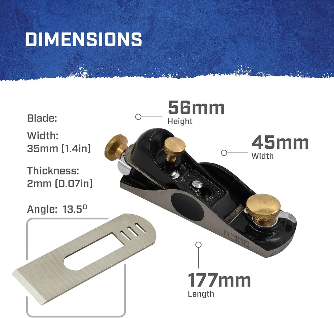 Faithfull 1/2 Block Plane in Cardboard Box, FAIPLANE60C, Black, One size Klassische, Klassische