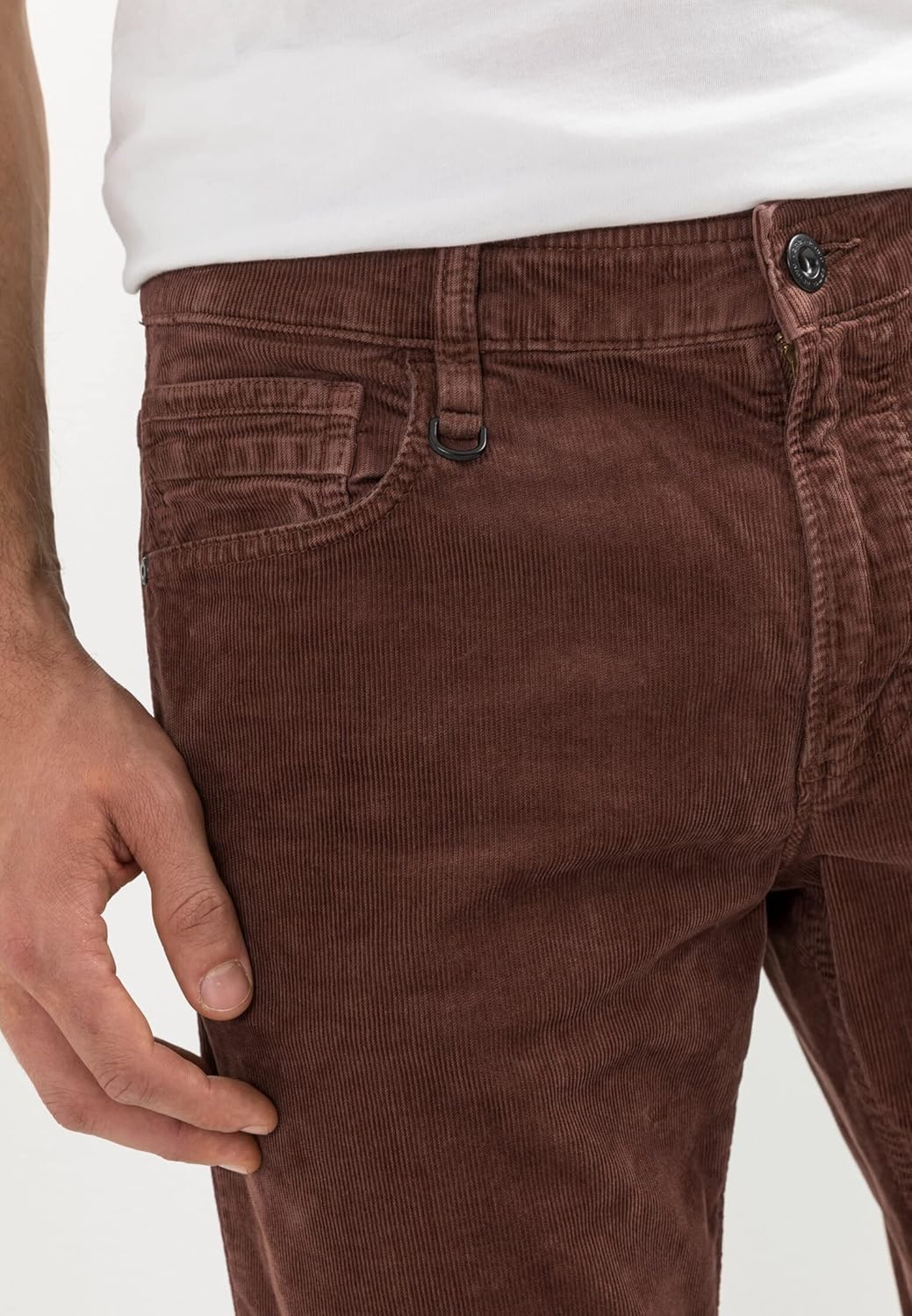 camel active Herren Regular Fit Hose Houston mit Struktur Jeans 31W / 34L Dunkelrot, 31W / 34L Dunke