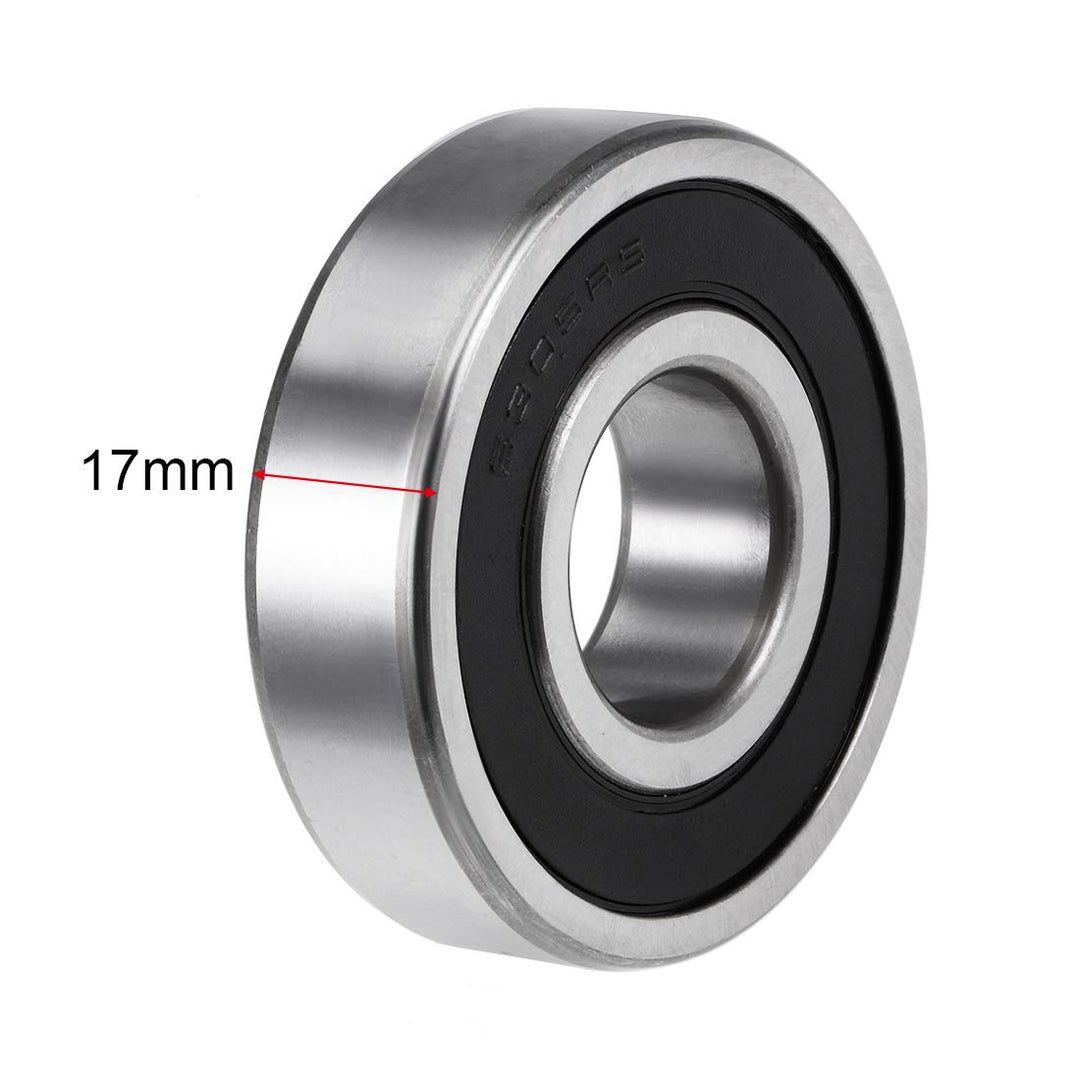 sourcing map 4St Rillen Kugellager 6305-2RS Z2 Doppelt Geschirmt Kohlenstoffstahl 25mm X 62mm X 17mm