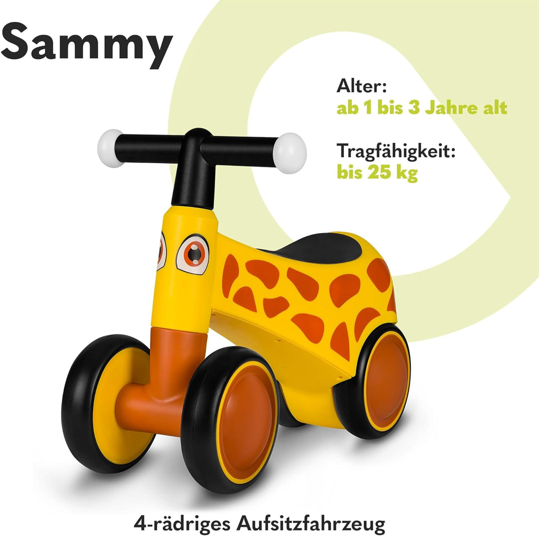 Lionelo Sammy Baby Rider 1 bis 3 Jahre, 4-Rad-Reiter bis 25 kg, rutschfeste Griffe mit Beleuchtung,