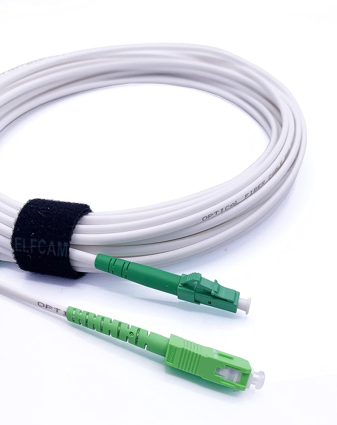 Elfcam® - 50m LWL Glasfaser-Kabel Simplex LC/APC zu SC/APC Stecker, 9/125μm OS2 Patchkabel LSZH, FTT