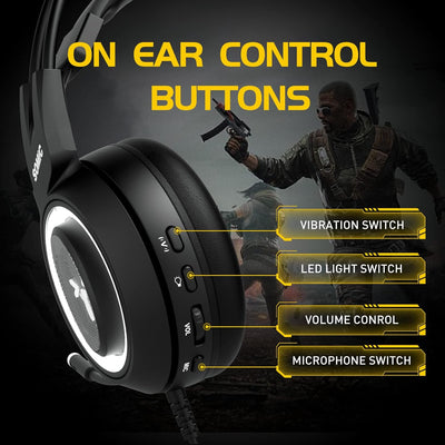 Somic Cat Gaming-Headset mit Virtual 7.1 und LED-Licht, Surround Sound, Headset mit Noise Cancelling