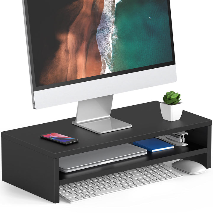 FITUEYES Monitorständer mit 2 Ebenen, 54 x 25,5 cm, Grosser Computer-Laptop-Ständer mit Stauraum für