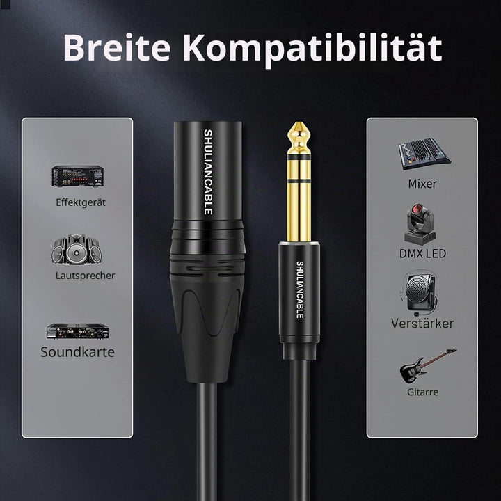 SHULIANCABLE XLR auf Klinke 6,35 mm, 3-pol XLR Kabel Verbindungskabel Patchkabel Stecker auf Stecker