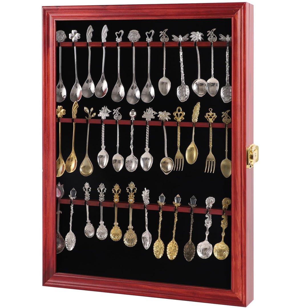 Oouvenir Teelöffel-Vitrine, Kollektion, Sammlerregal, Wandhalterung, Holz, mit 98 % UV-Acryl, abschl