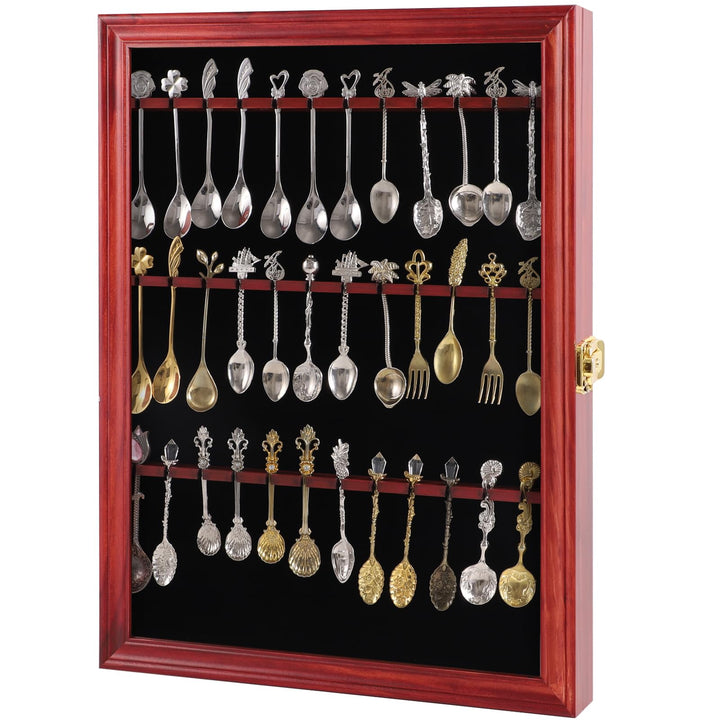 Oouvenir Teelöffel-Vitrine, Kollektion, Sammlerregal, Wandhalterung, Holz, mit 98 % UV-Acryl, abschl