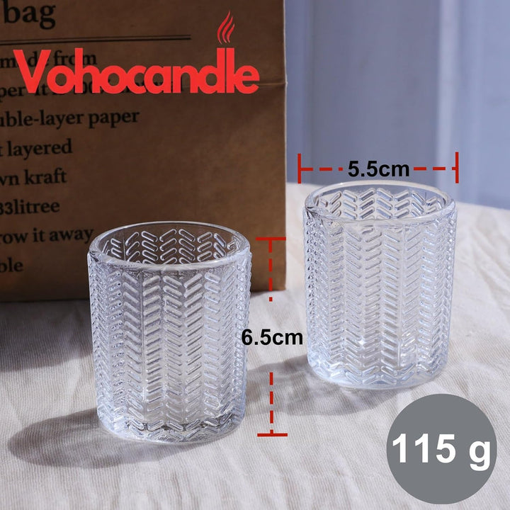 Weizenähren Teelichthalter Glas, Klare Teelichtgläser Vintage im 12er-Set | Vohocandle Klare Teelich