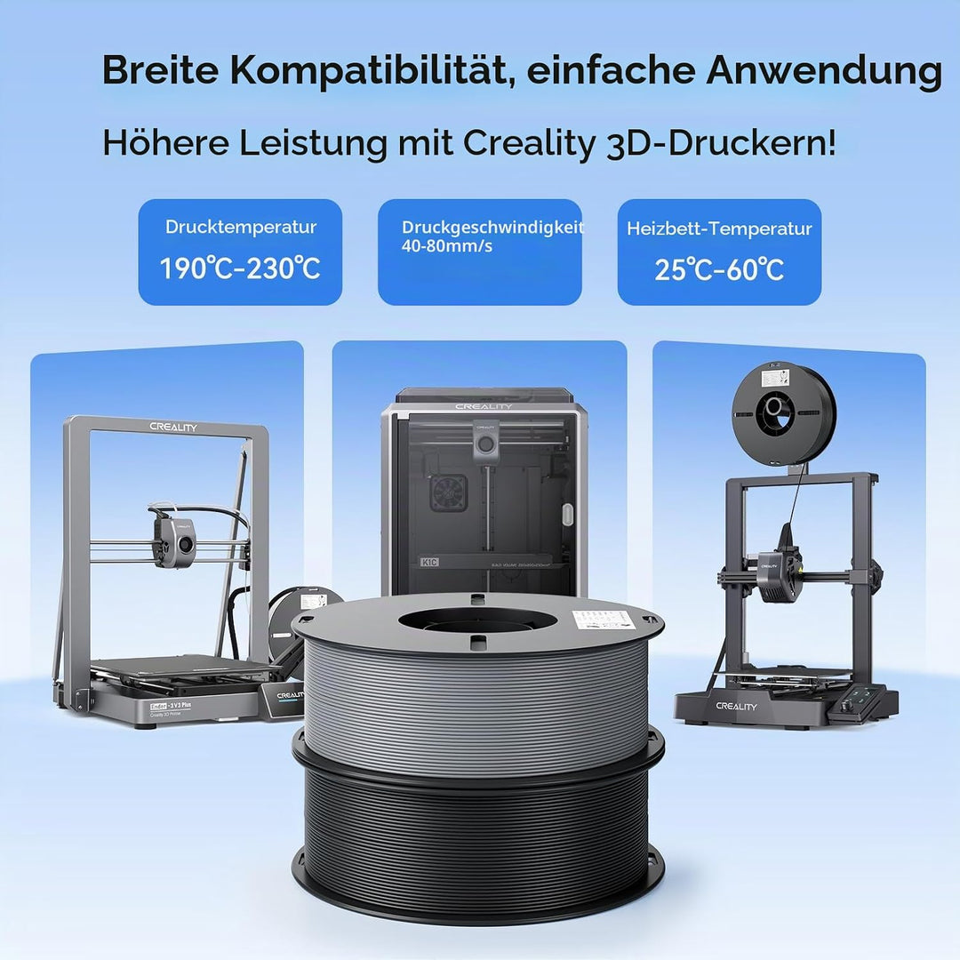 Creality Ender PLA Filament 1,75mm, 5 Schwarz-5 Weiss Set, 10er-Pack 1kg Spulen, Massgenauigkeit ±0,