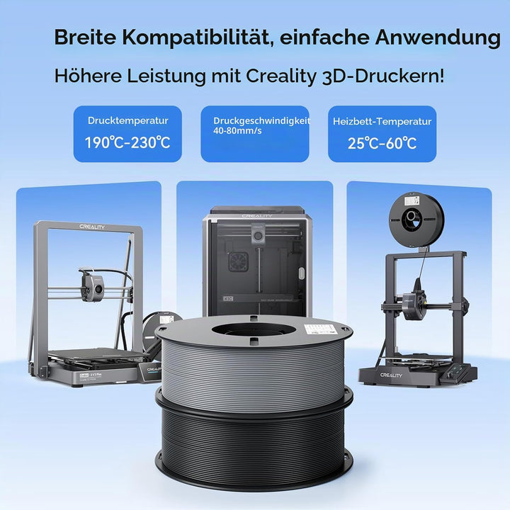Creality Ender PLA Filament 1,75mm, 5 Schwarz-5 Weiss Set, 10er-Pack 1kg Spulen, Massgenauigkeit ±0,
