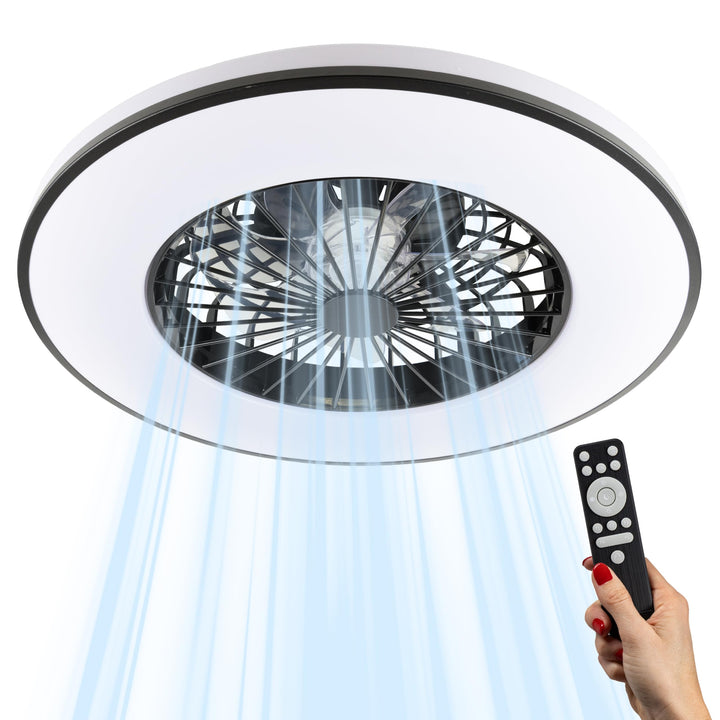 Proventa LED Deckenleuchte mit Ventilator 63W 5500lm Ø48,5cm CCT 2700K-6500K Fernbedienung Deckenven