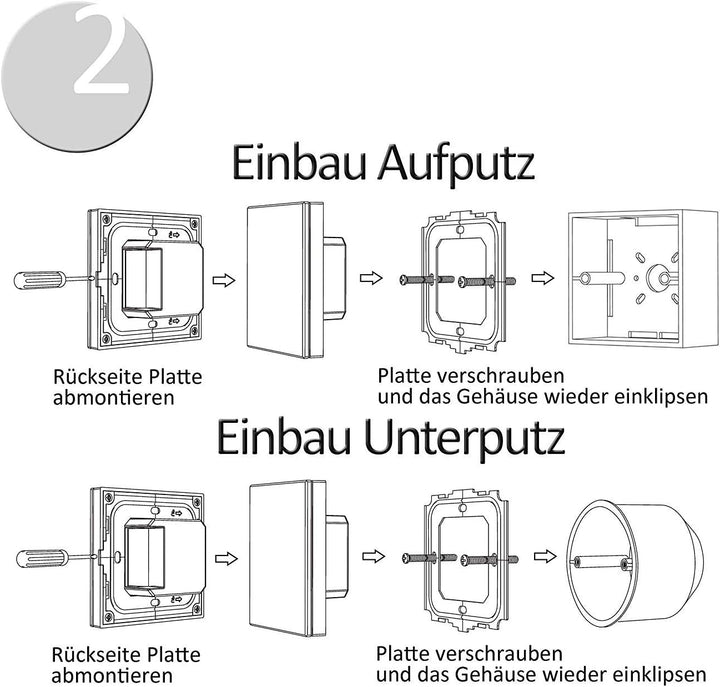 Dimmer-Panel für LED bis zu 240W, Touch-Schalter 230V universal für Phasenabschnitt & -anschnitt, Wa
