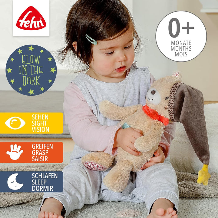 Fehn Nachtlicht Bär – Schlummerlicht & Einschlafhilfe: Kuscheltier mit „Glow-in-The-Dark“-Bestickung