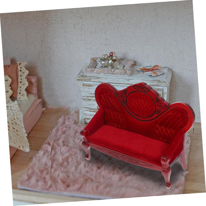 Supvox Puppenhausmöbel Miniatur gemacht Puppencouch Mini- realistisch für wohnzimmermöbel Vintage So