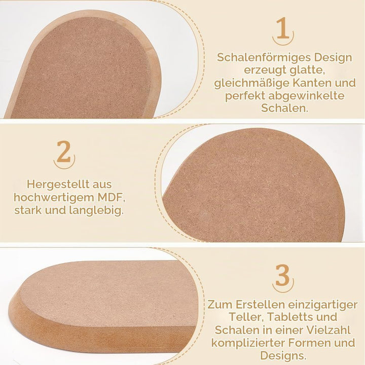BENECREAT 3 Grössen Tan Keramik Schablone für Ton, Holz Oval Keramik Schablonen Töpferei Werkzeuge f