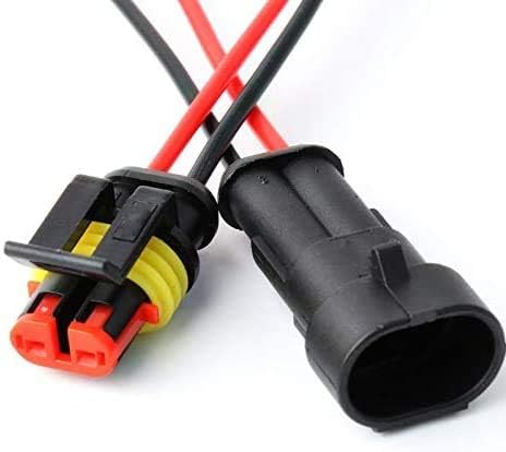 DONJON 2-Polig Kabel Stecker, Elektrischer Anschluss Wasserdicht mit 16AWG-Kabel für KFZ LKW Auto Ka
