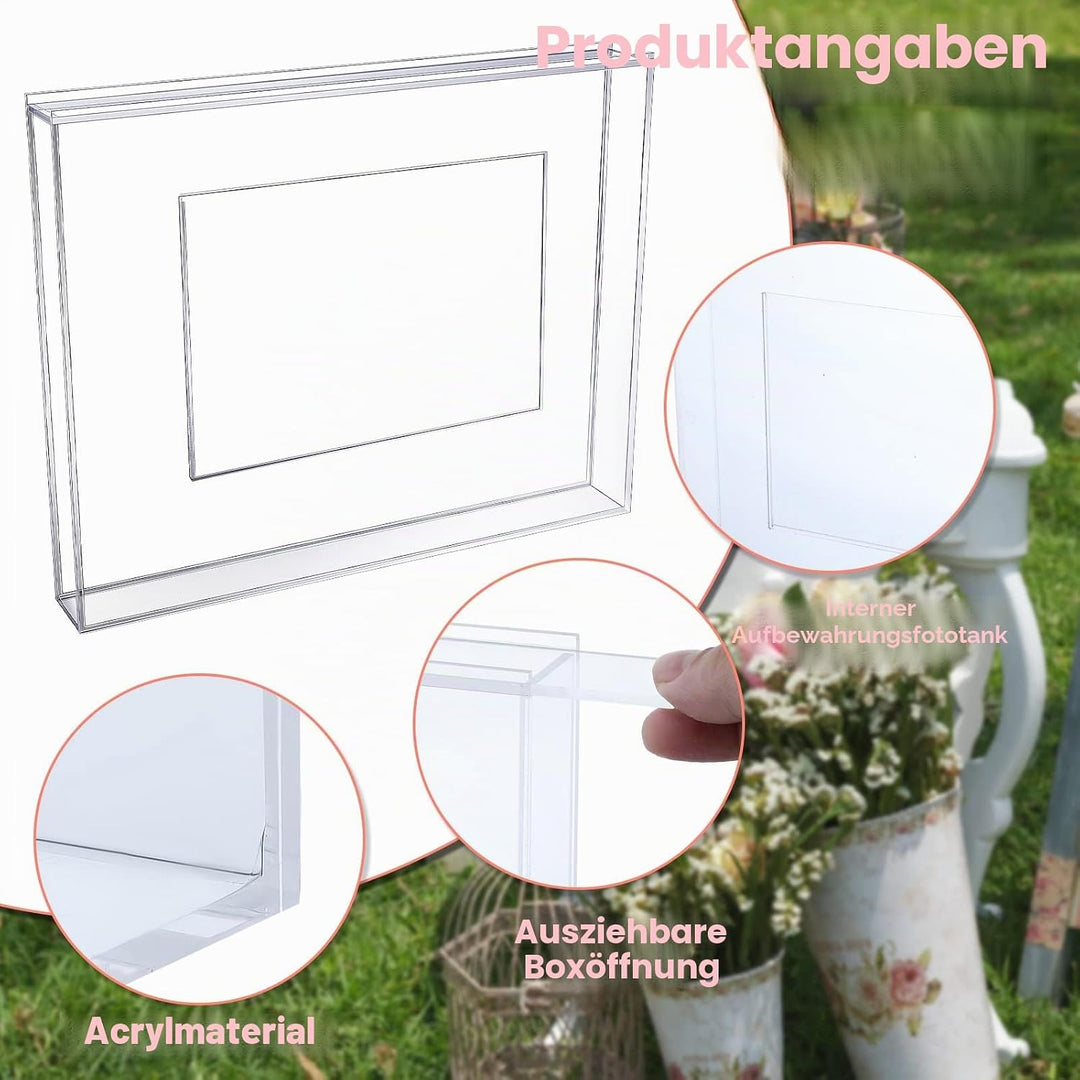 Queekay Hochzeitseinheit Sandzeremonie Bilderrahmen klar Acryl Sand Zeremonie Schattenbox mit Bilder