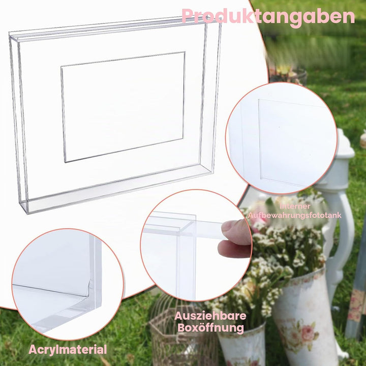 Queekay Hochzeitseinheit Sandzeremonie Bilderrahmen klar Acryl Sand Zeremonie Schattenbox mit Bilder