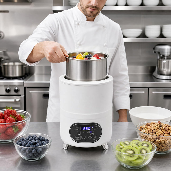 Joghurtmaschine 8 Liter, Edelstahl 304, Joghurtbereiter mit Temperaturregelung 25-80°C, für Fruchtes