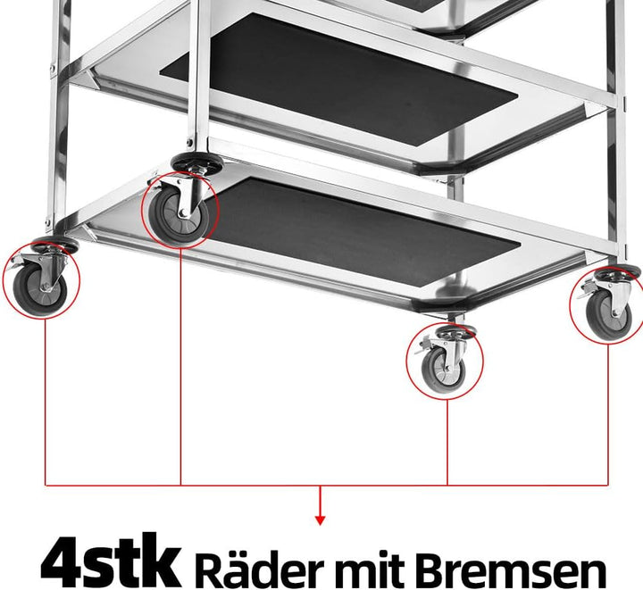 BLV servierwagen Edelstahl 3 böden mit Rollen，küchenwagen Edelstahl Küchen rollenwagen für Hotels, K