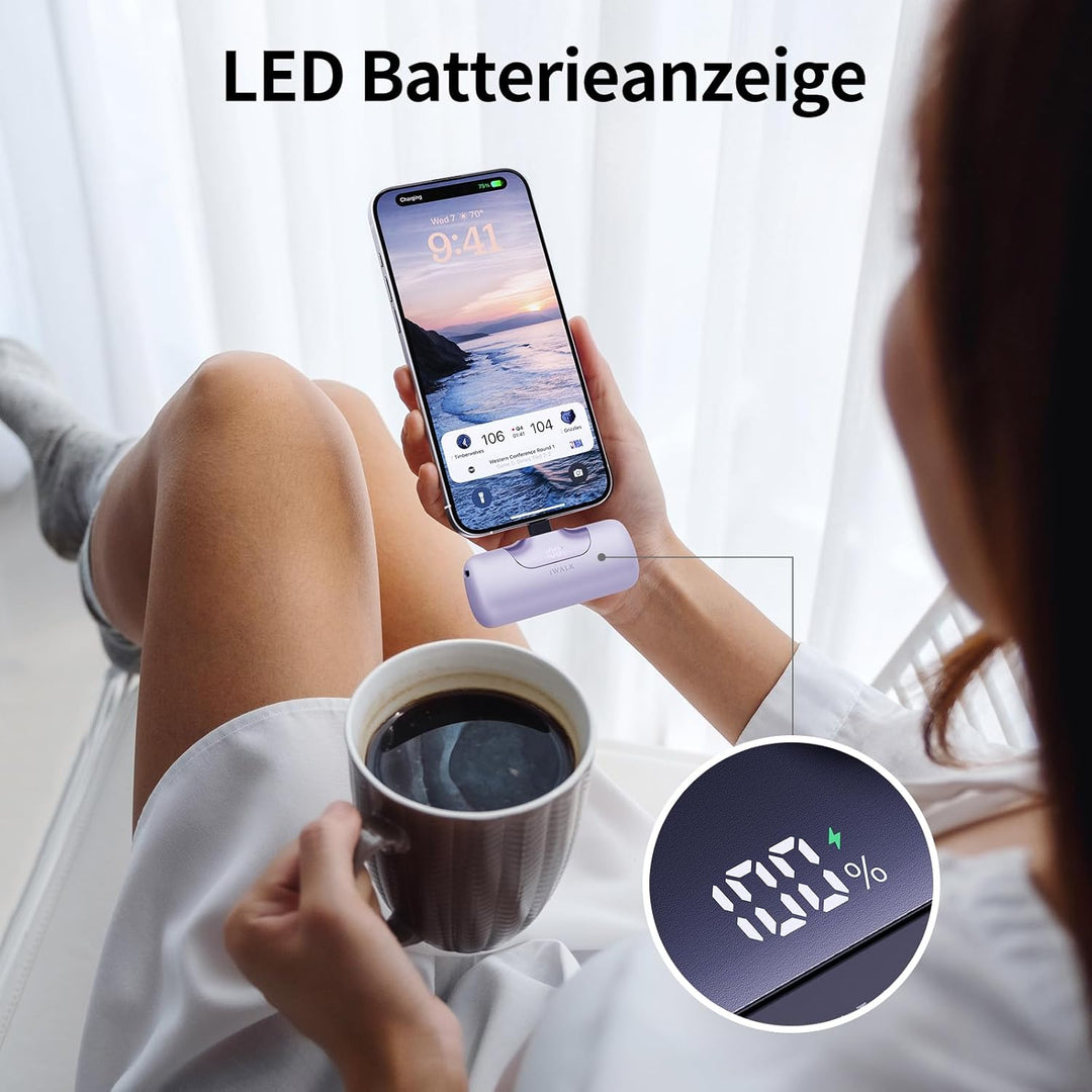 iWALK Powerbank 5500mAh Mini USB C Power Bank 22.5W Fast Charging Powerbank Klein Leicht Kompakte Ex