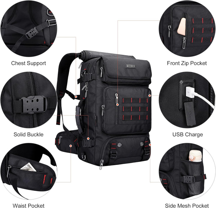 WITZMAN Reiserucksack Herren Gross Reisetasche Reiserucksack Handgepäck Flugzeug mit USB Ladeanschlu