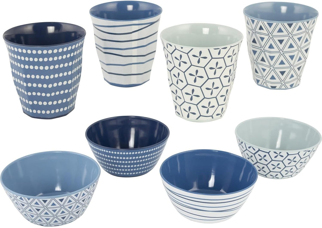 Bo-Camp Melamin Campinggeschirr Set Mix&Match Essgeschirr Teller Becher 16tlg Blau, Blau