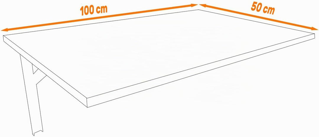 AKKE Klapptisch Wandklapptisch Esstisch - Klappbar Faltbar Platzsparend - Rechteckig - 100cm x 50cm