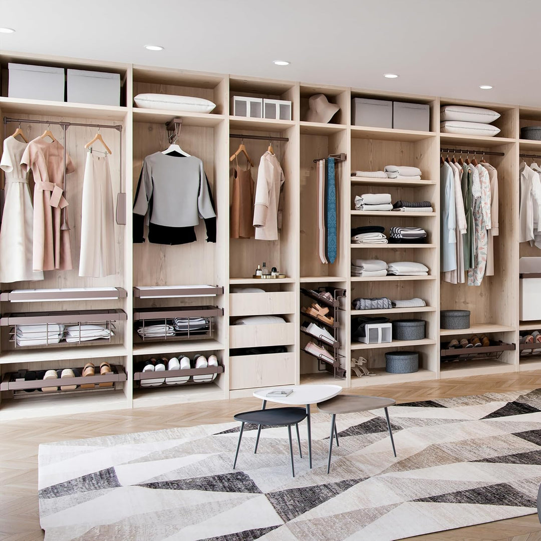 Emuca - Kleiderlift für Schrank, Ausziehbarer Kleiderlift 450-600mm Breite, Schrankinnenseiten Monta