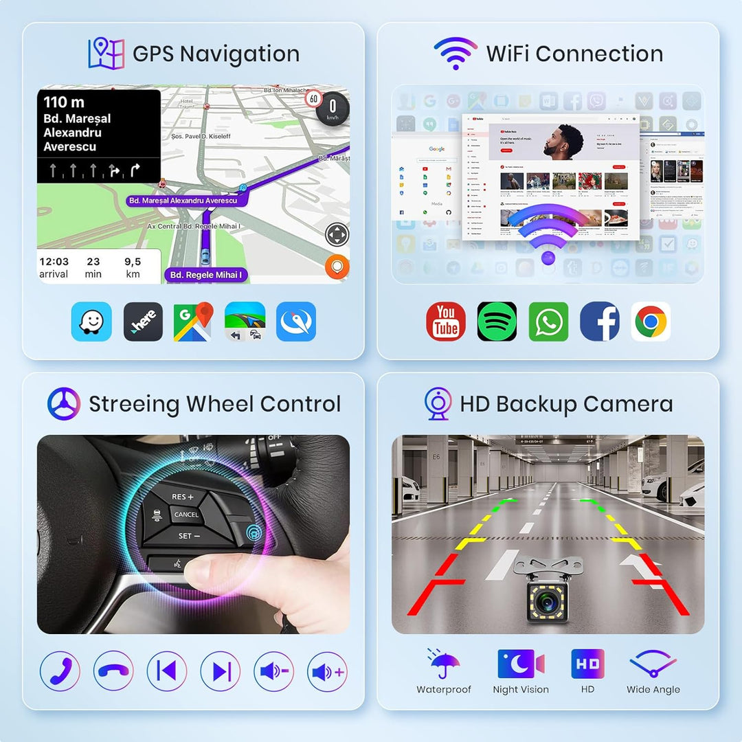 Hodozzy Doppel Din 1080P 10 Zoll Android Autoradio mit MirrorLink für Android/IOS,Autoradio 2 DIN MI