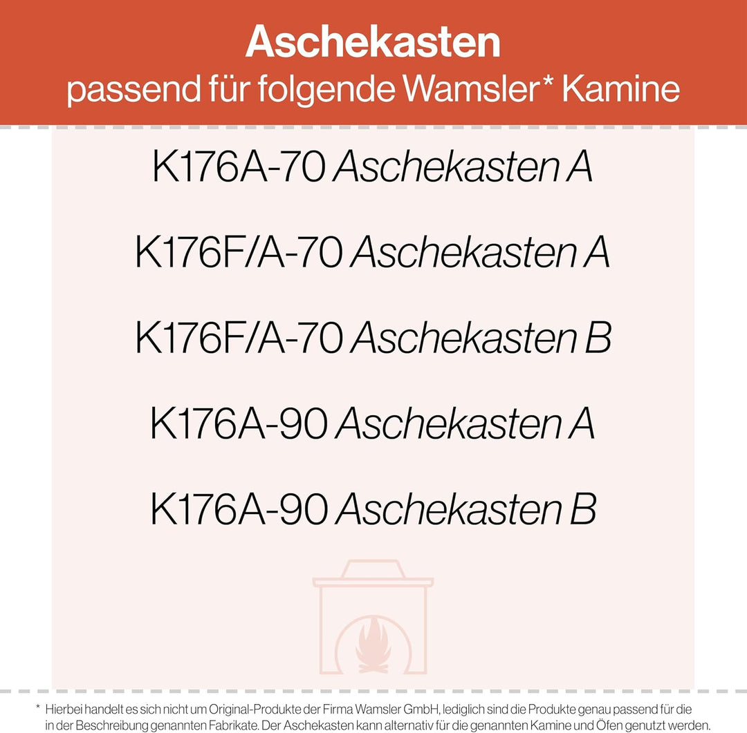 Aschekasten - Passend für Wamsler Kaminöfen inkl. Modellübersicht - Aschkasten aus verzinktem Stahlb